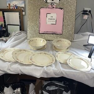 Homer Laughlin Eggshell‎ Georgian Fine China Bone Elegant Roses Formal 24kt 9pc